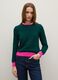 Green pure wool jumper with contrast cuffs_2