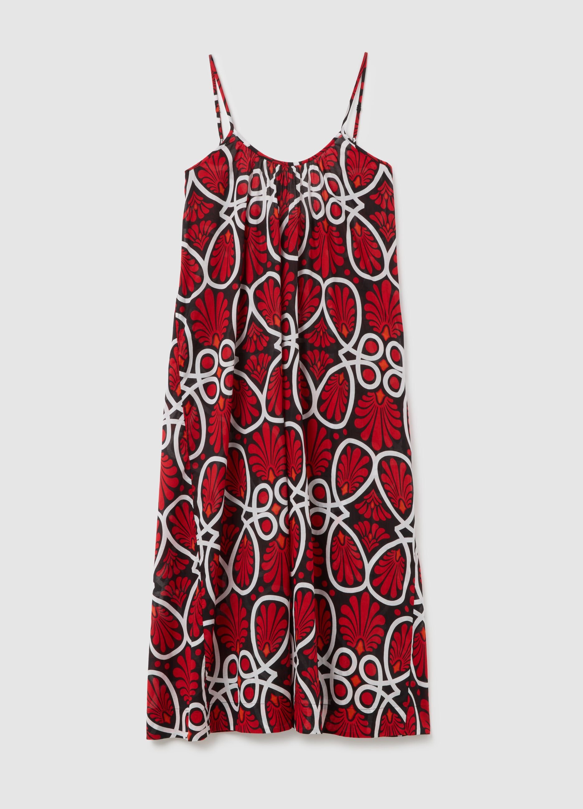 Women's long dress in pure multicolour cotton, regular fit