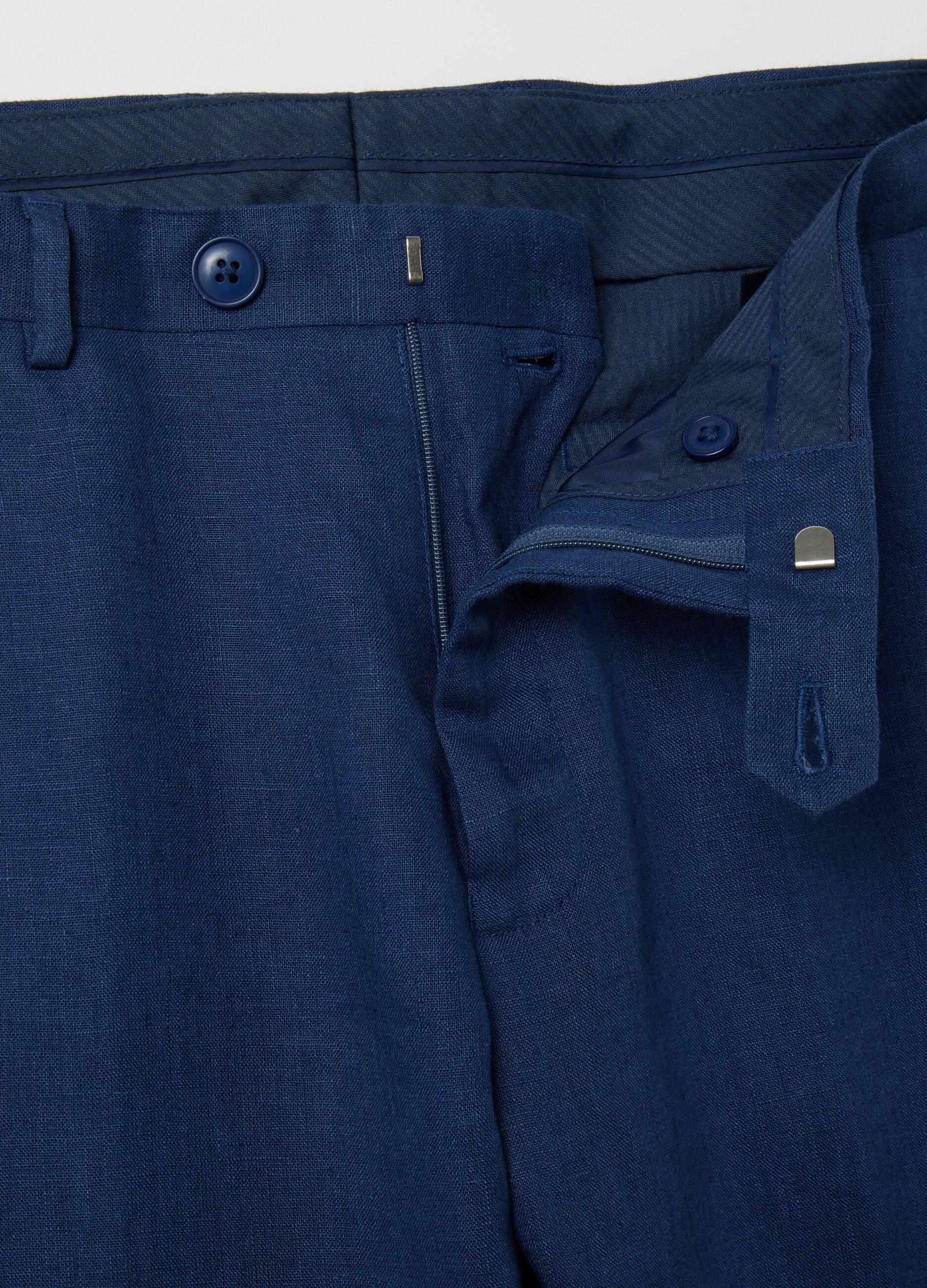 Pantaloni da uomo in lino blu slim fit