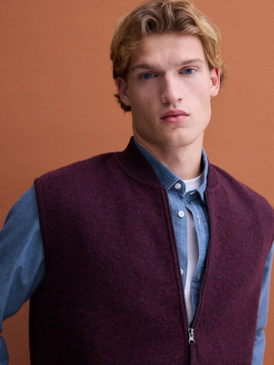 Purple wool-blend gilet with zip_1