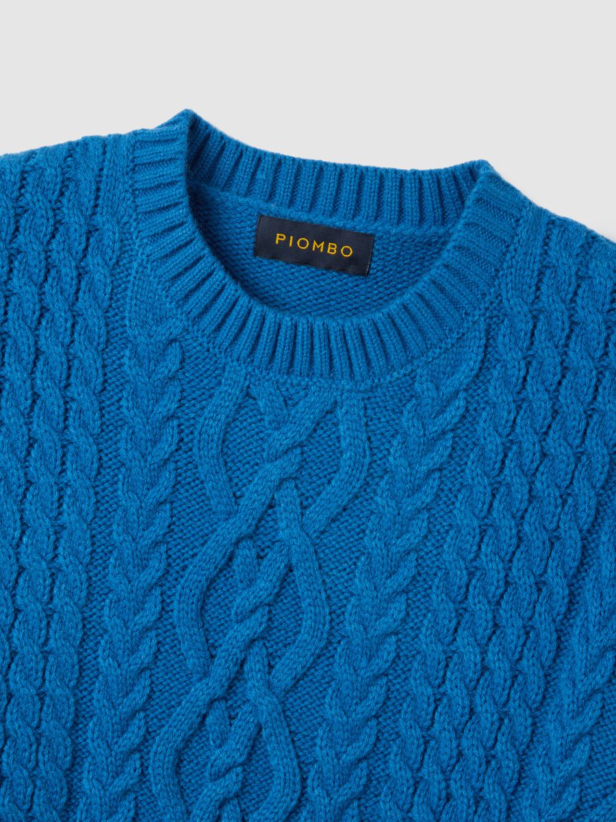 Blue regular fit jumper with jacquard pattern_5