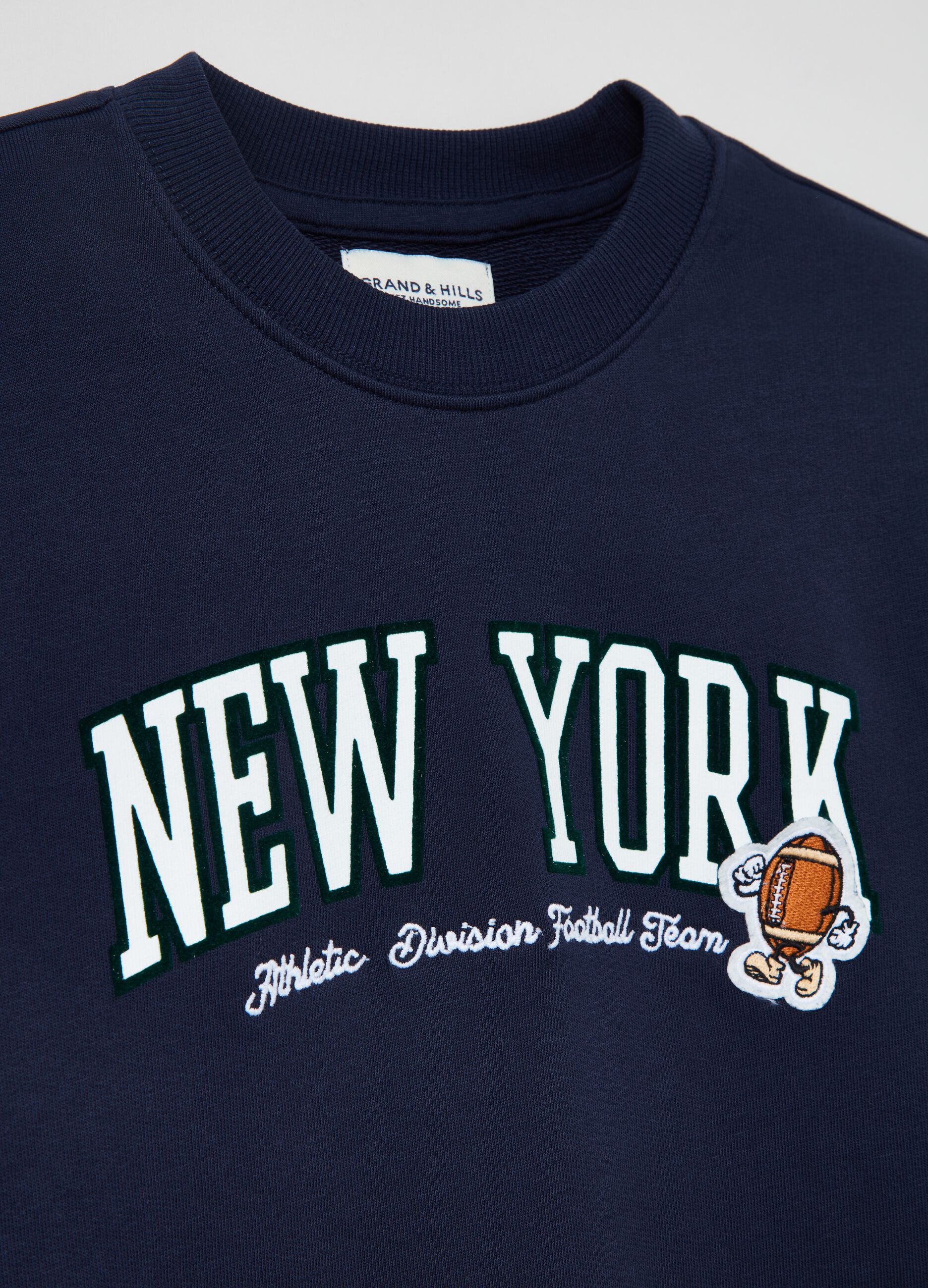 Felpa in French Terry con stampa e patch