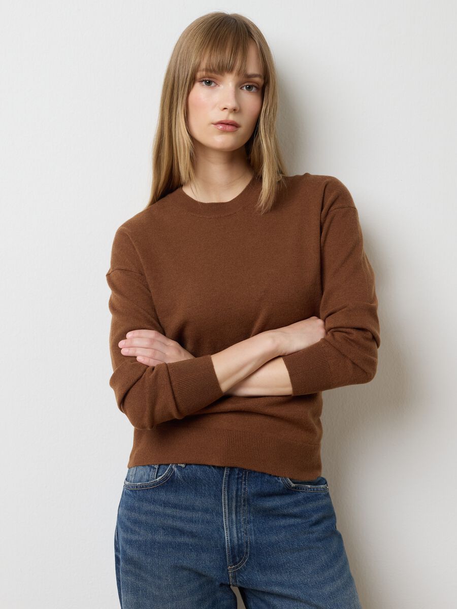 Brown pure wool jumper regular fit_1