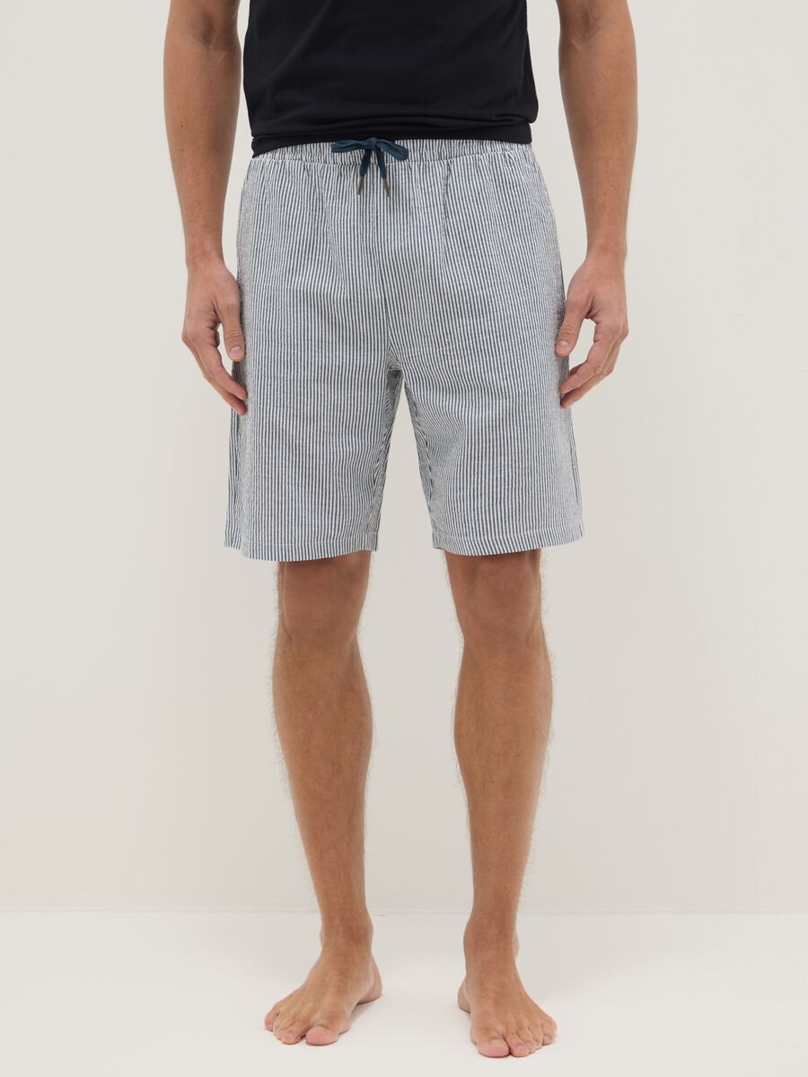 Pure cotton multicoloured striped pyjama shorts, regular fit_1