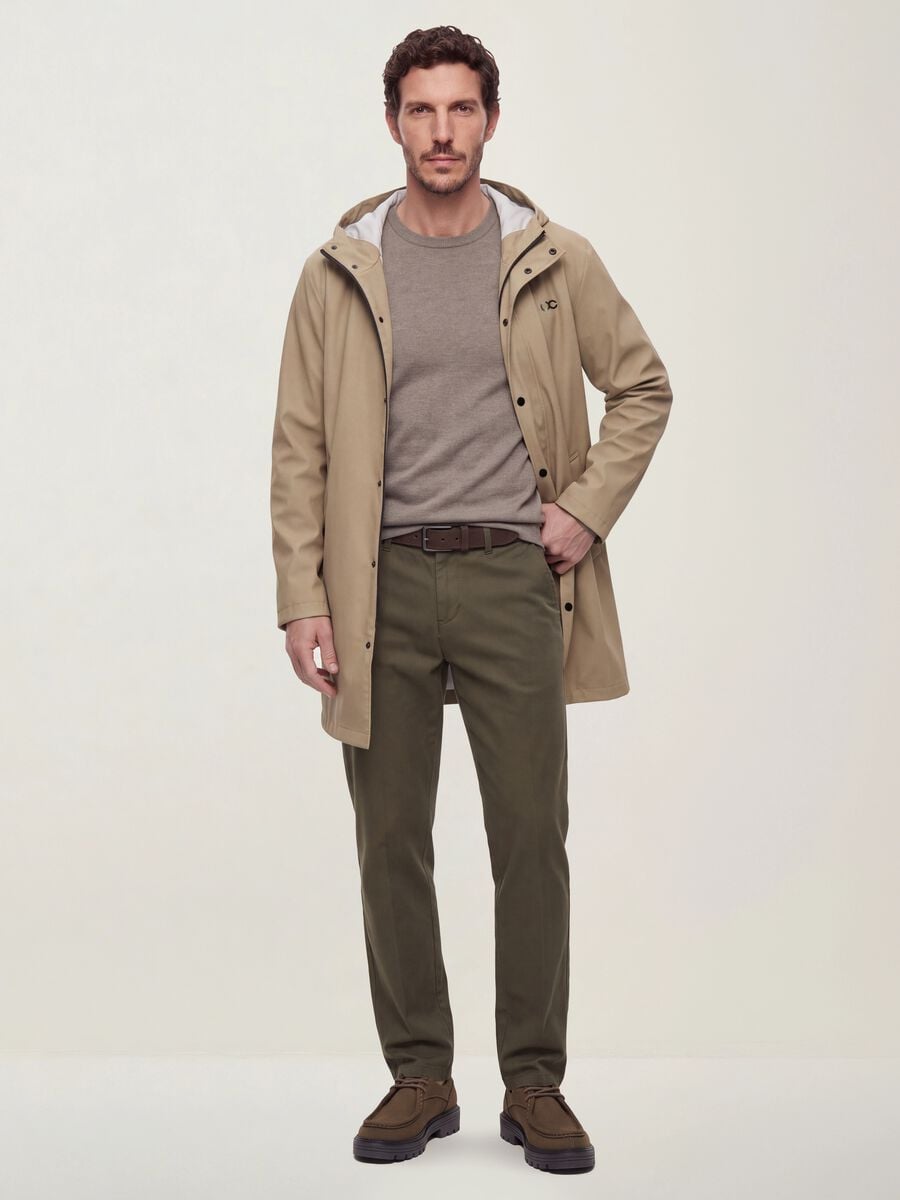 Green slim-fit stretch cotton twill chino trousers_0
