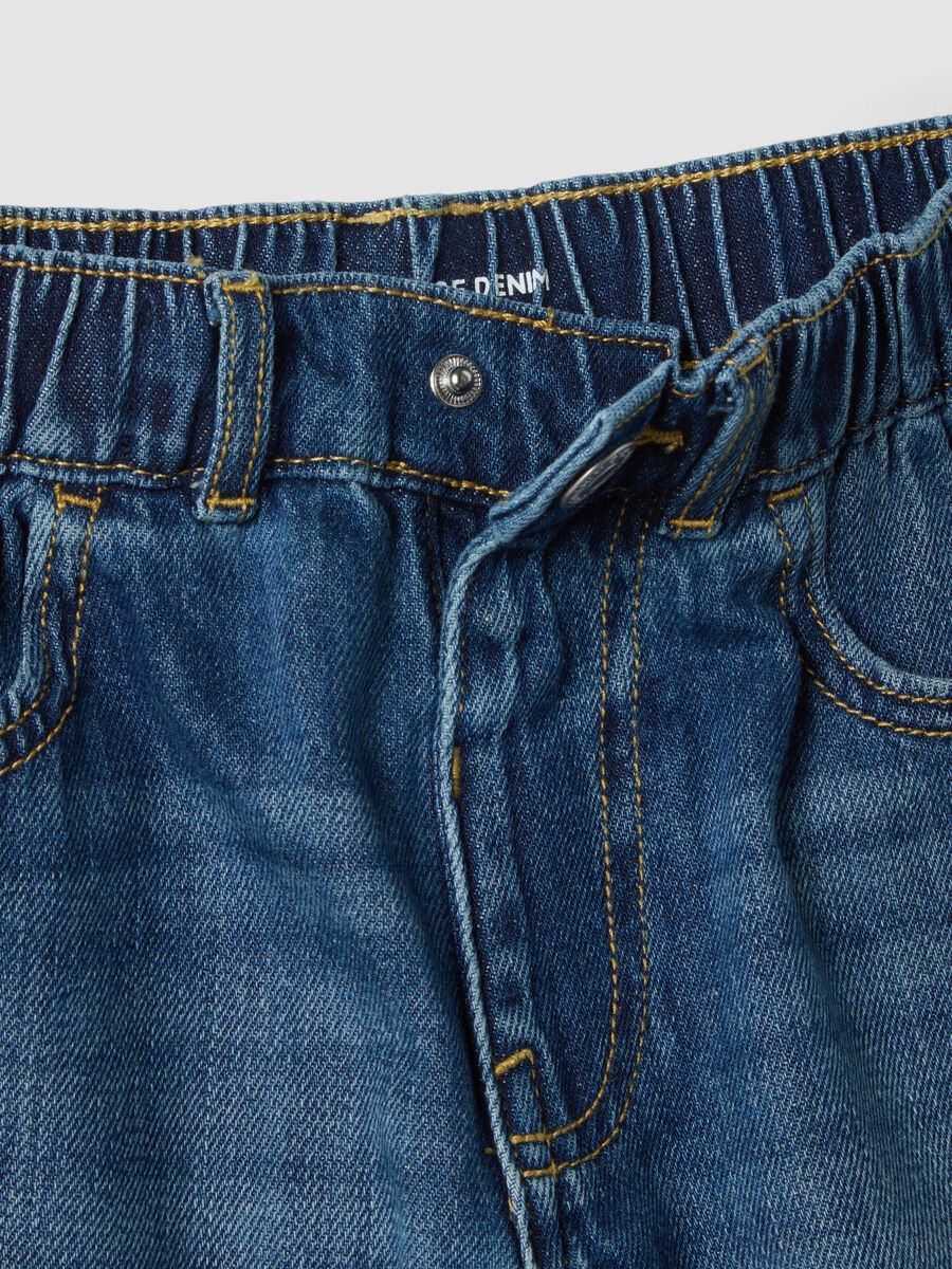 Shorts denim blu in misto cotone da bambino regular fit_3