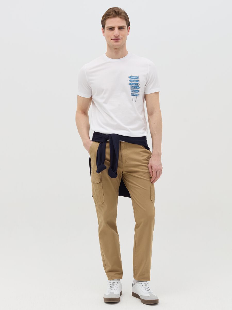 Cotton T-shirt with coastal cities motif print_1