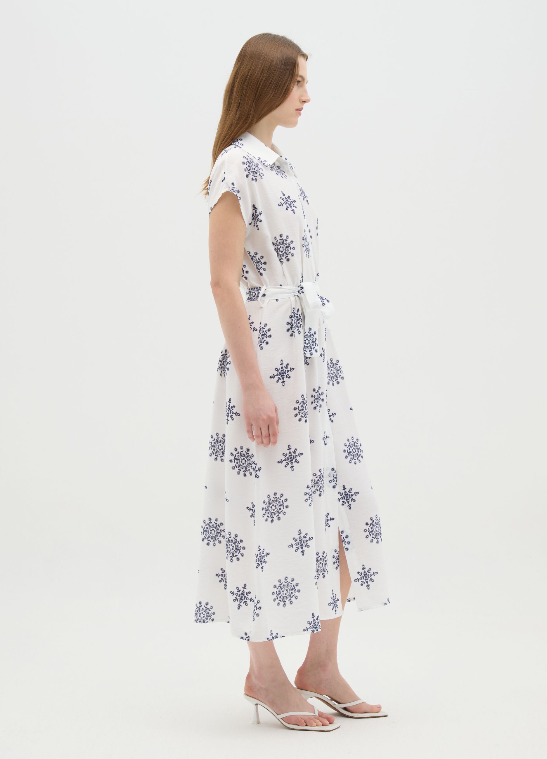 Women's long white dress in regular fit blend