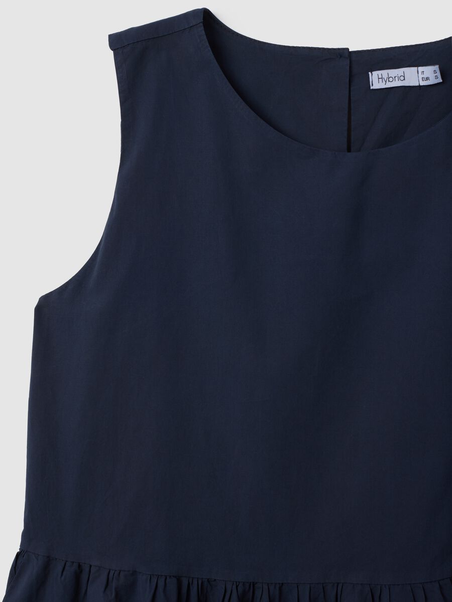 Women's long dress in pure blue cotton, regular fit_1
