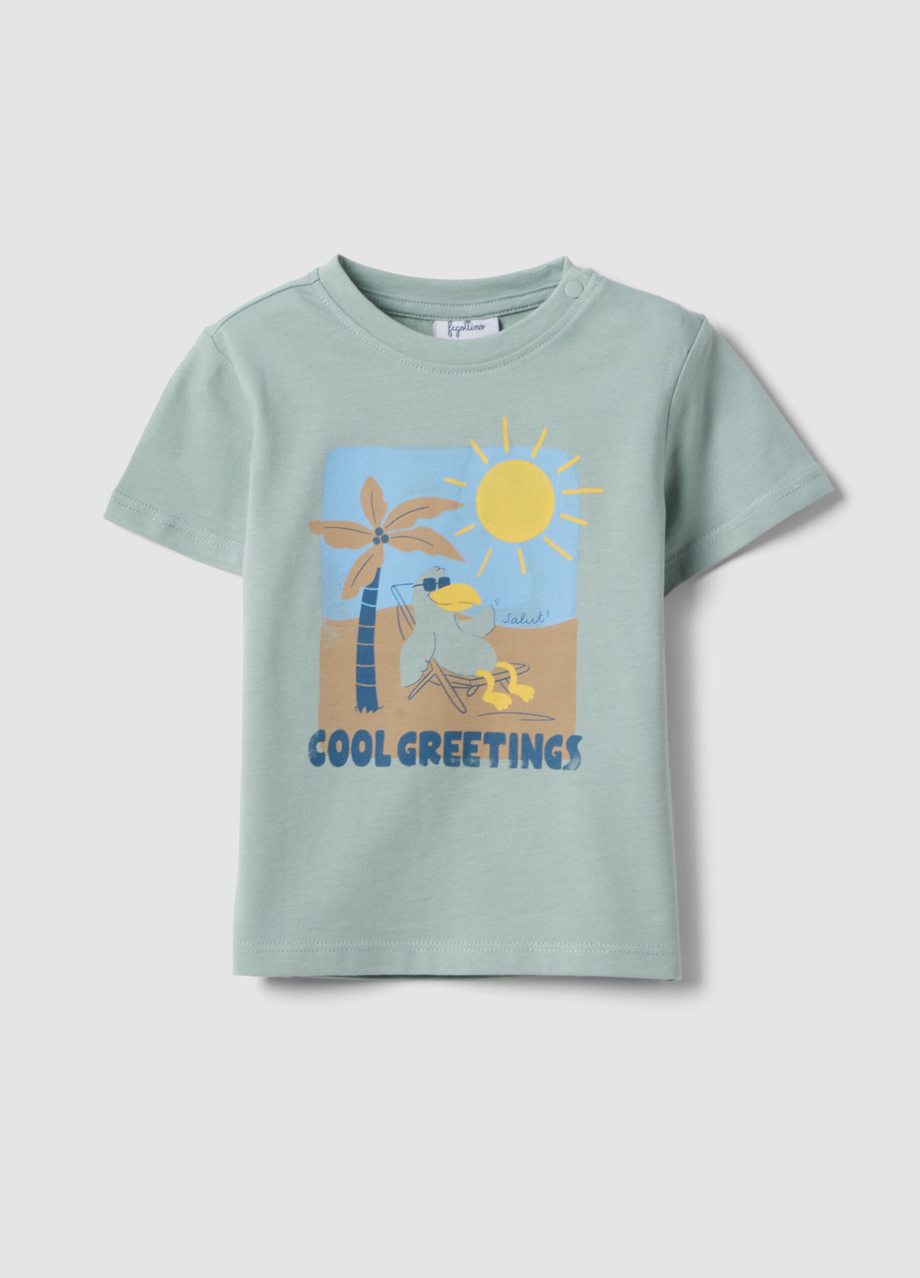 Grey pure cotton boys&rsquo; T-shirt with print