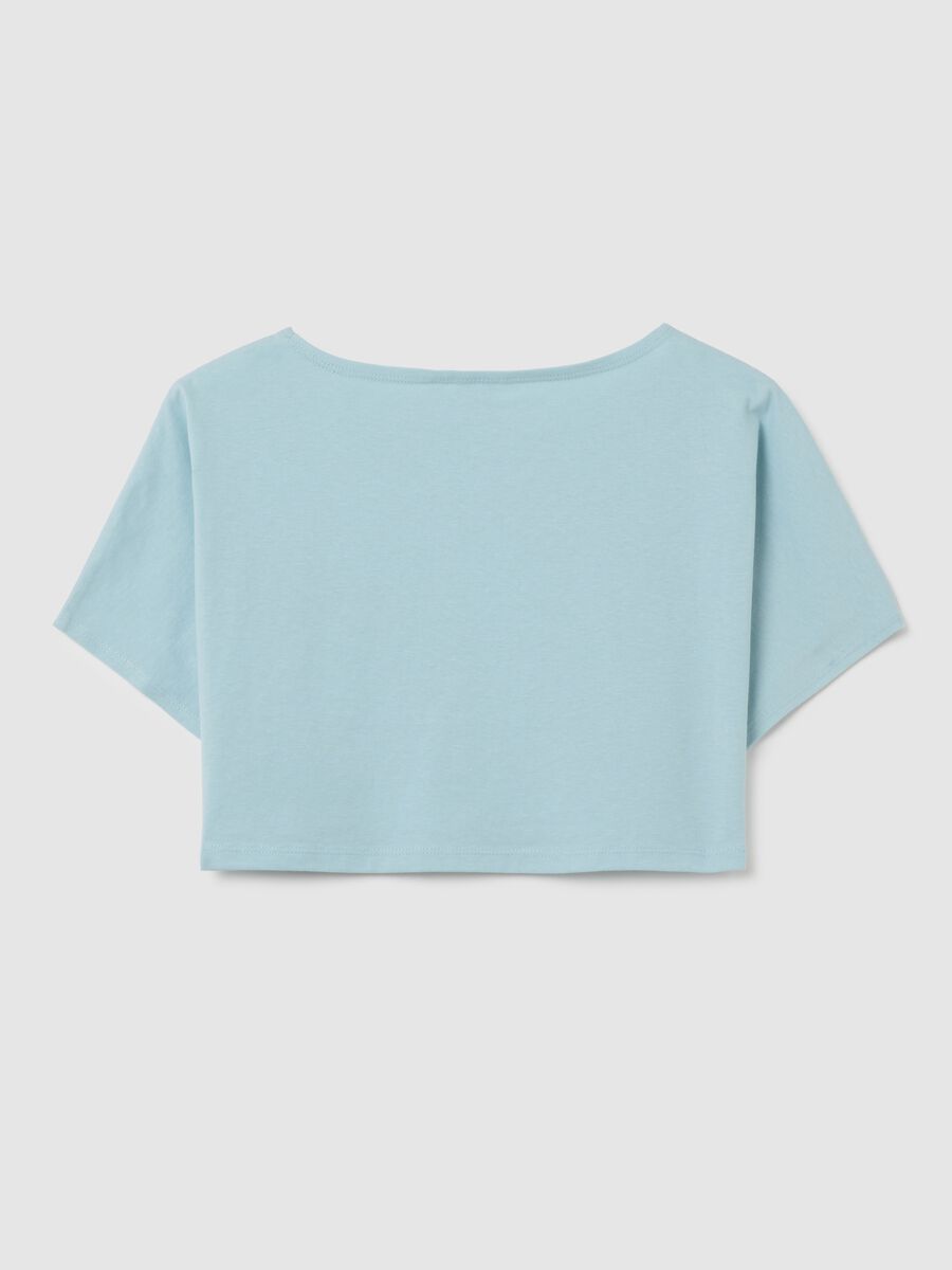 Girls' pure cotton sky blue boxy fit T-shirt_4