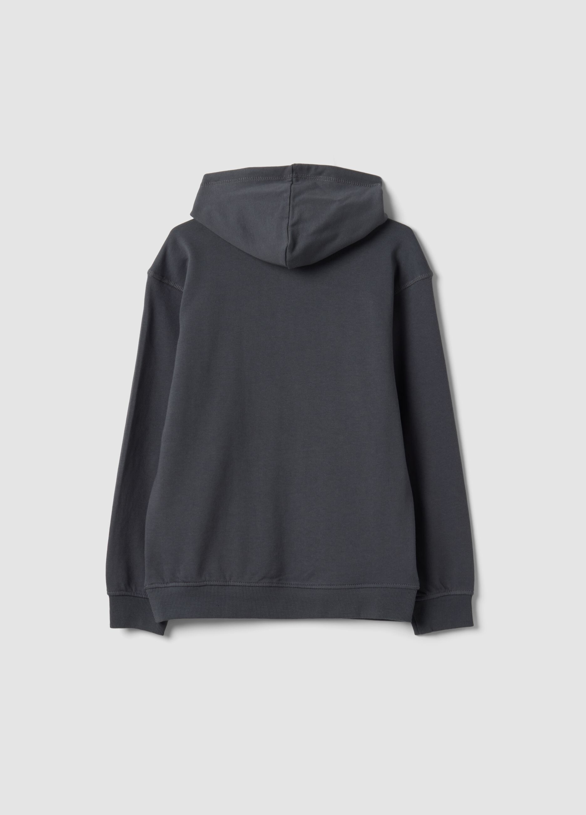Grey pure cotton hoodie with relaxed-fit print