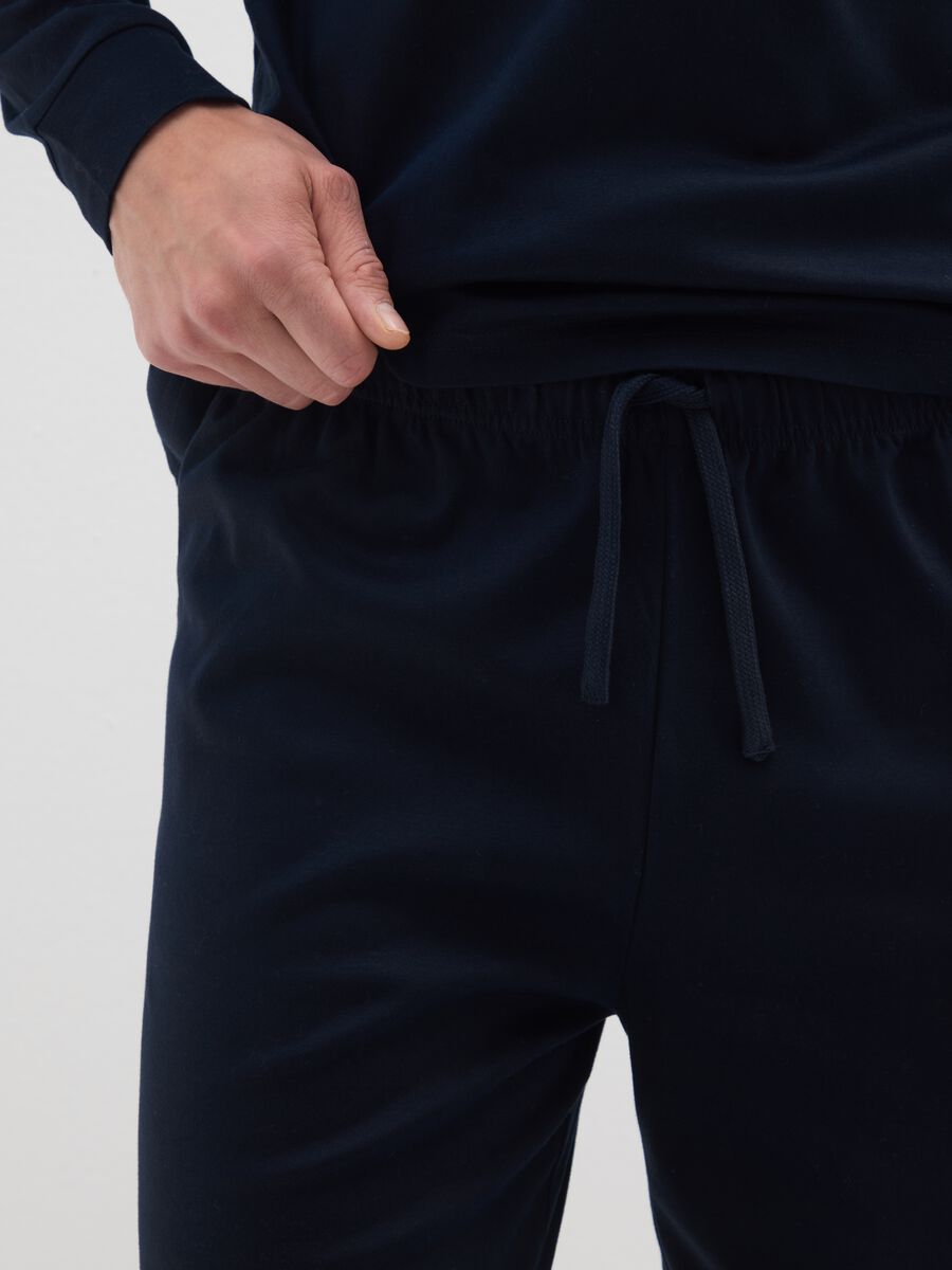 Blue cotton pyjamas regular fit with polo collar_3