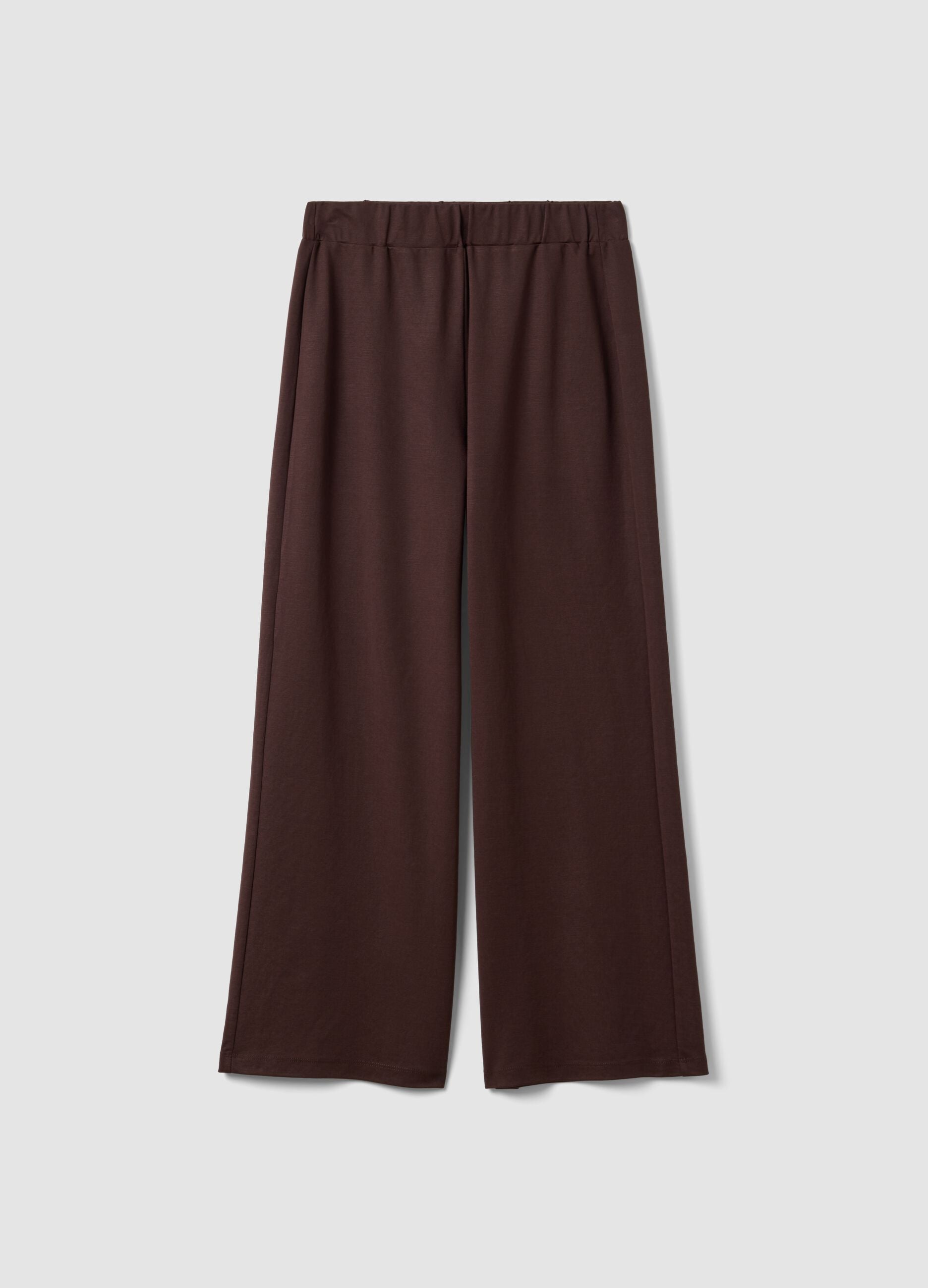Pantaloni culotte marroni in misto viscosa