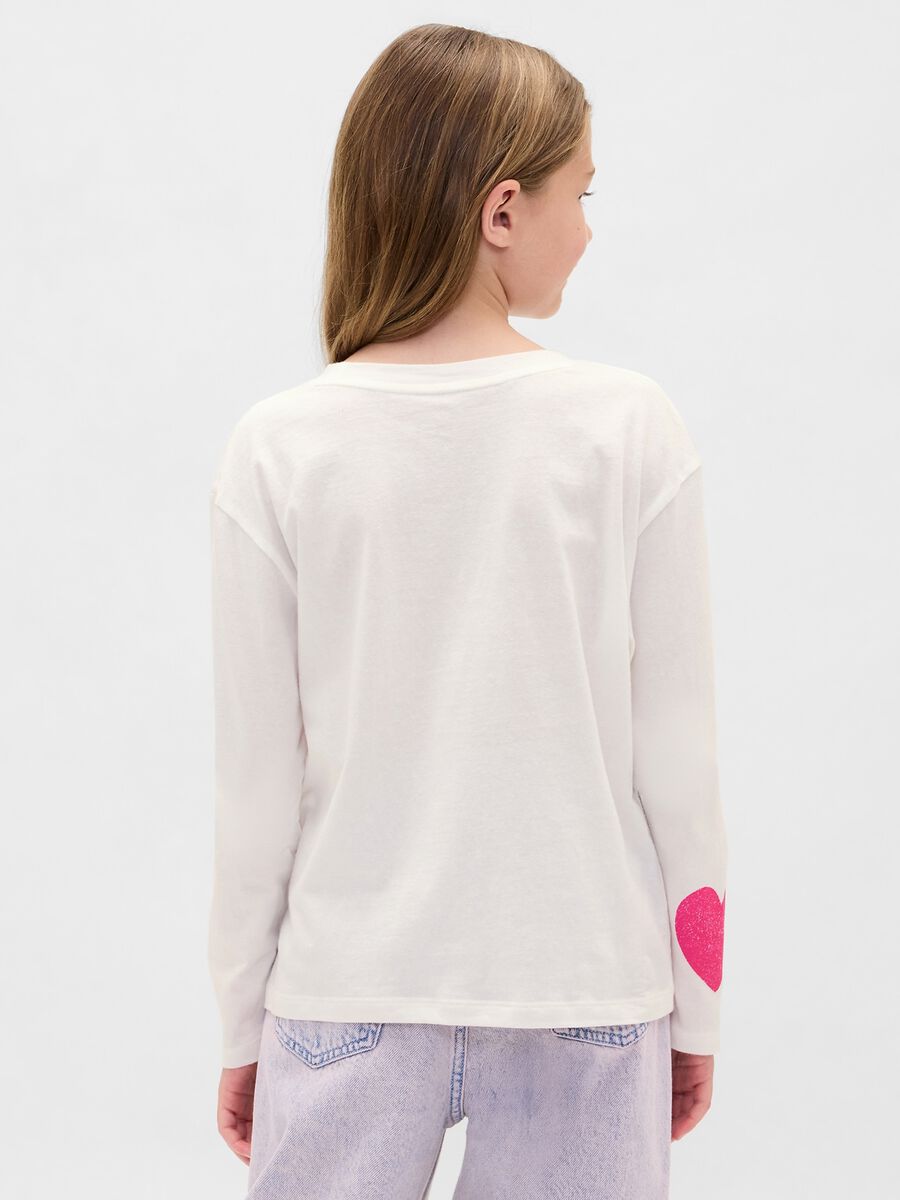 White Long Sleeve T-shirt with Pink Hearts_1