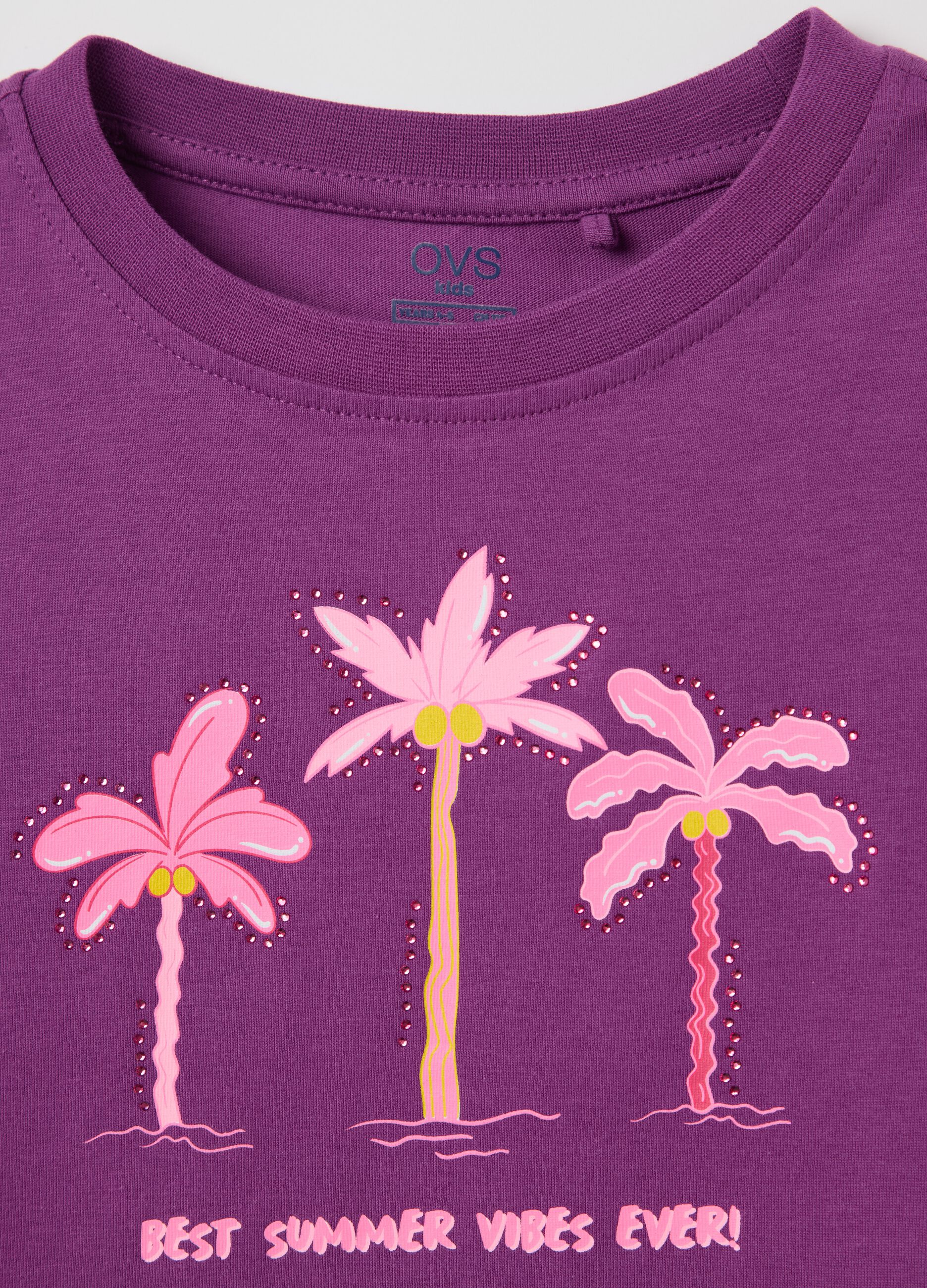 Purple cotton T-shirt with print