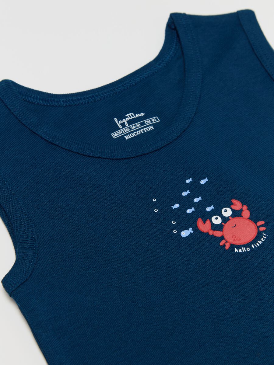 Two-pack racerback vests in organic cotton with fish print_2