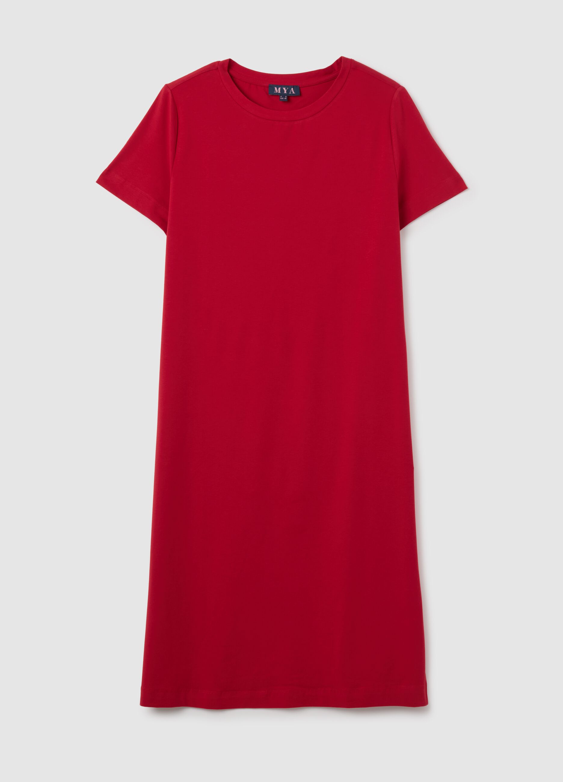 Women's long red cotton dress with regular fit