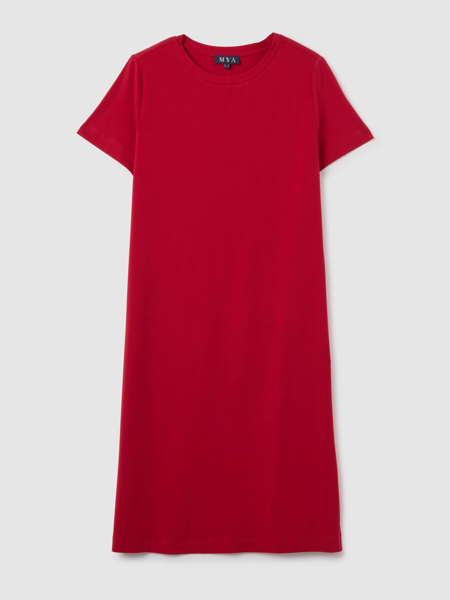 Women's long red cotton dress with regular fit_4