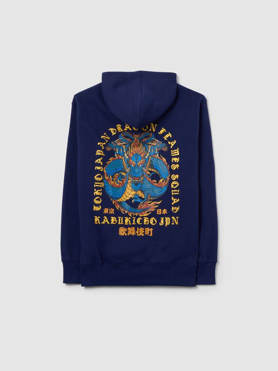 Child's Blue Hooded Sweatshirt in Regular Fit Cotton Blend with Print_1