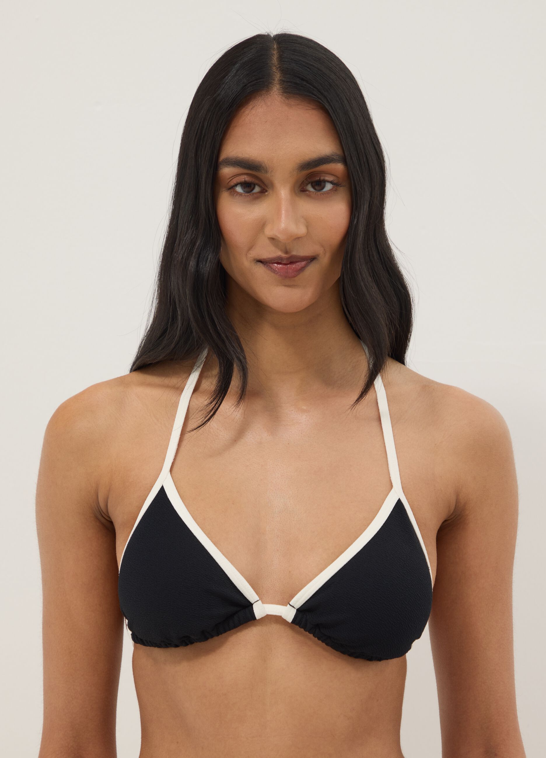 Multicolour triangle bikini top in stretch fabric