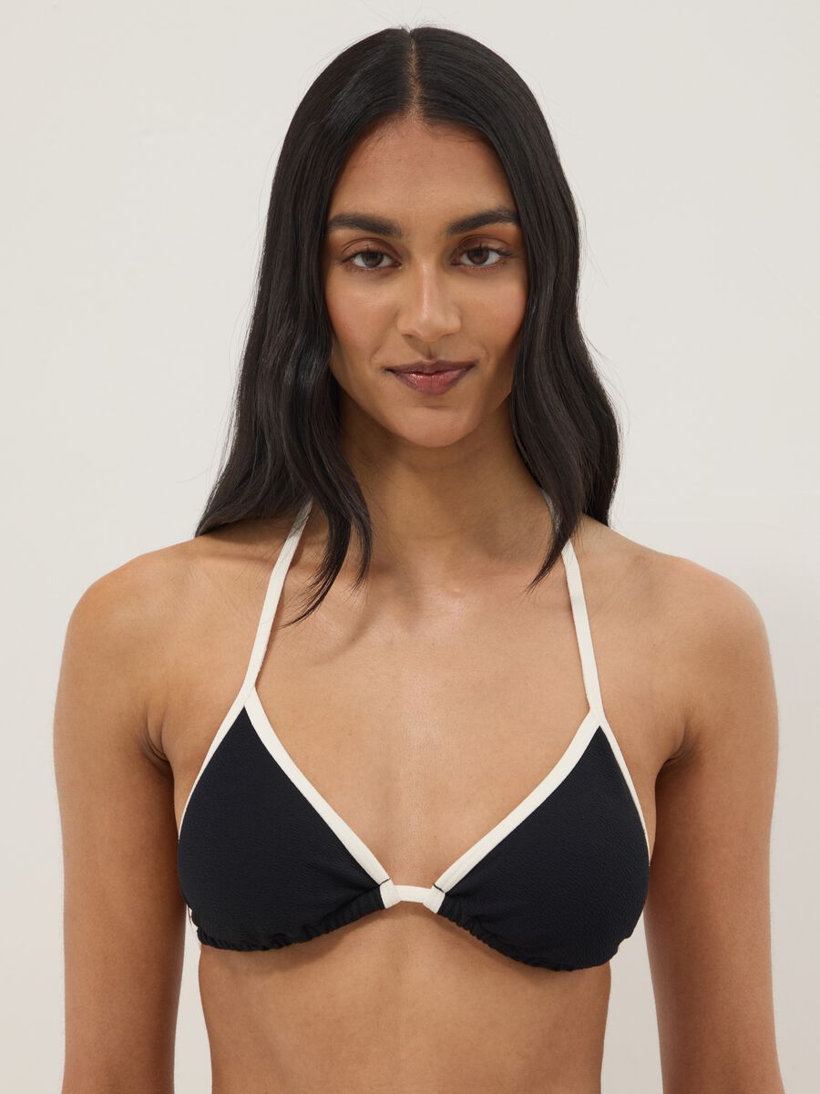 Multicolour triangle bikini top in stretch fabric_2
