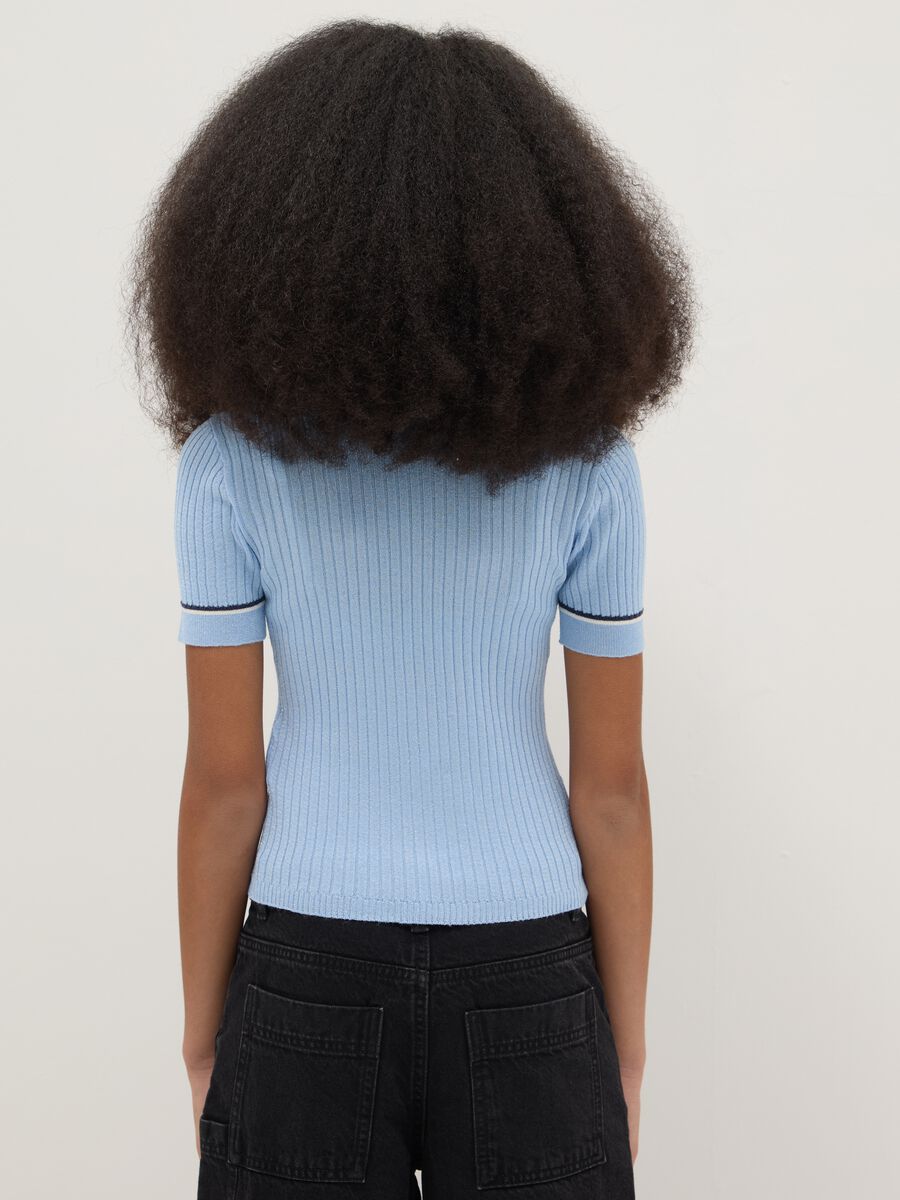 Girl's slim fit striped light blue t-shirt_1