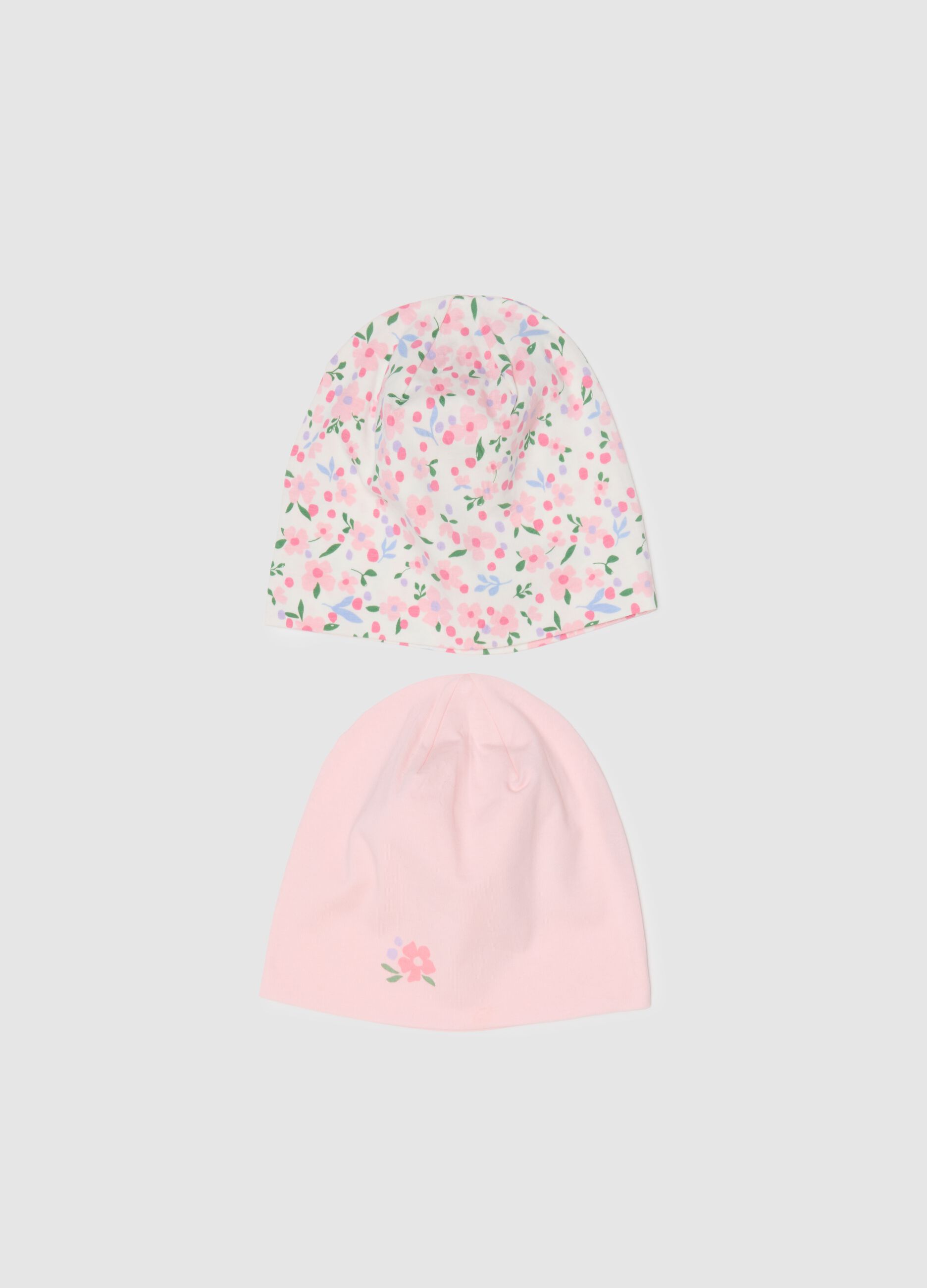 Bipack di cappellini in cotone elasticizzato per bambina
