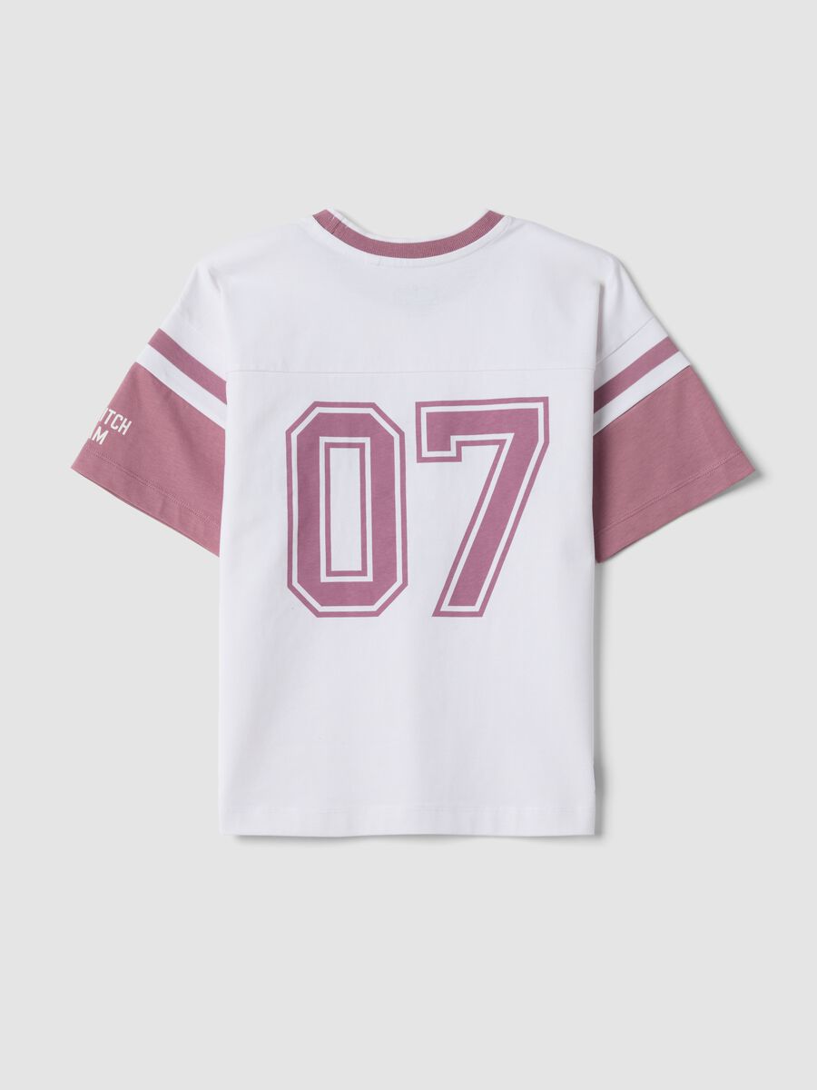 White pure cotton T-shirt with print and short sleeves_4
