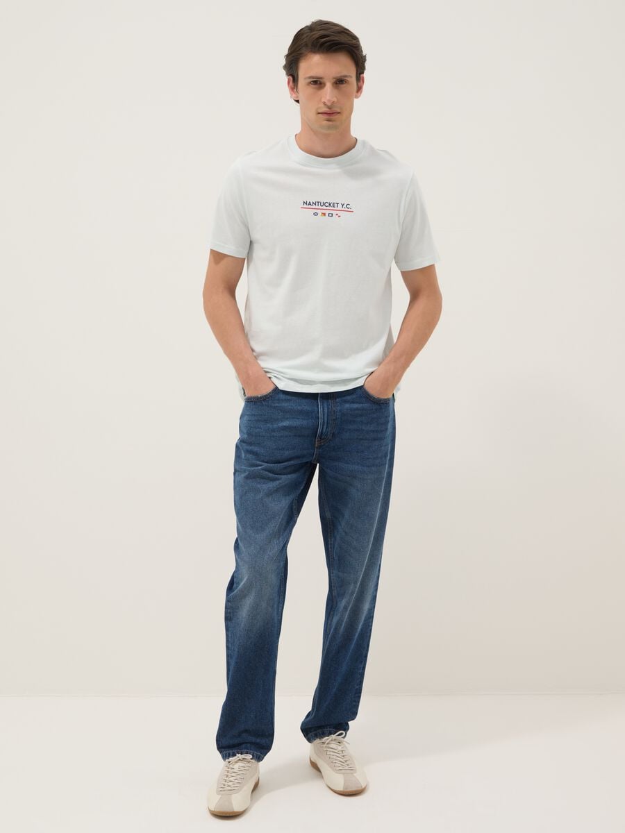 Light blue pure cotton T-shirt with front print_1