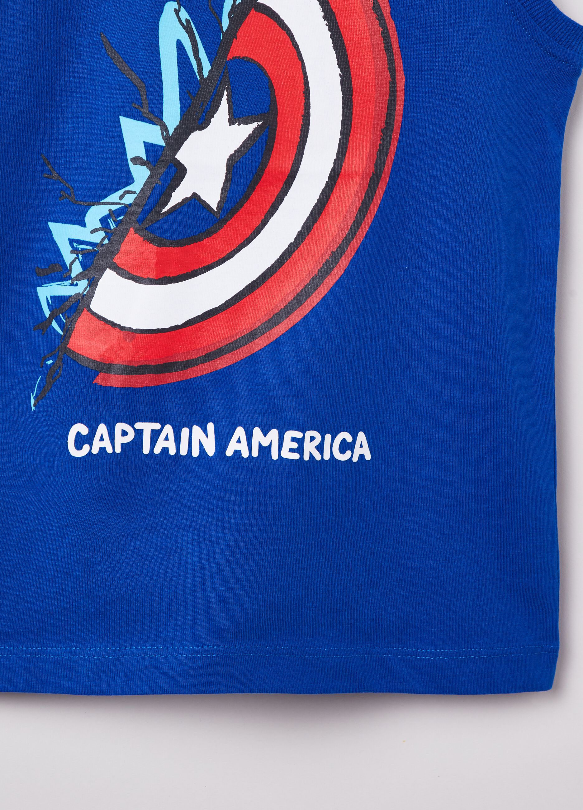 Racerback vest with Captain America print