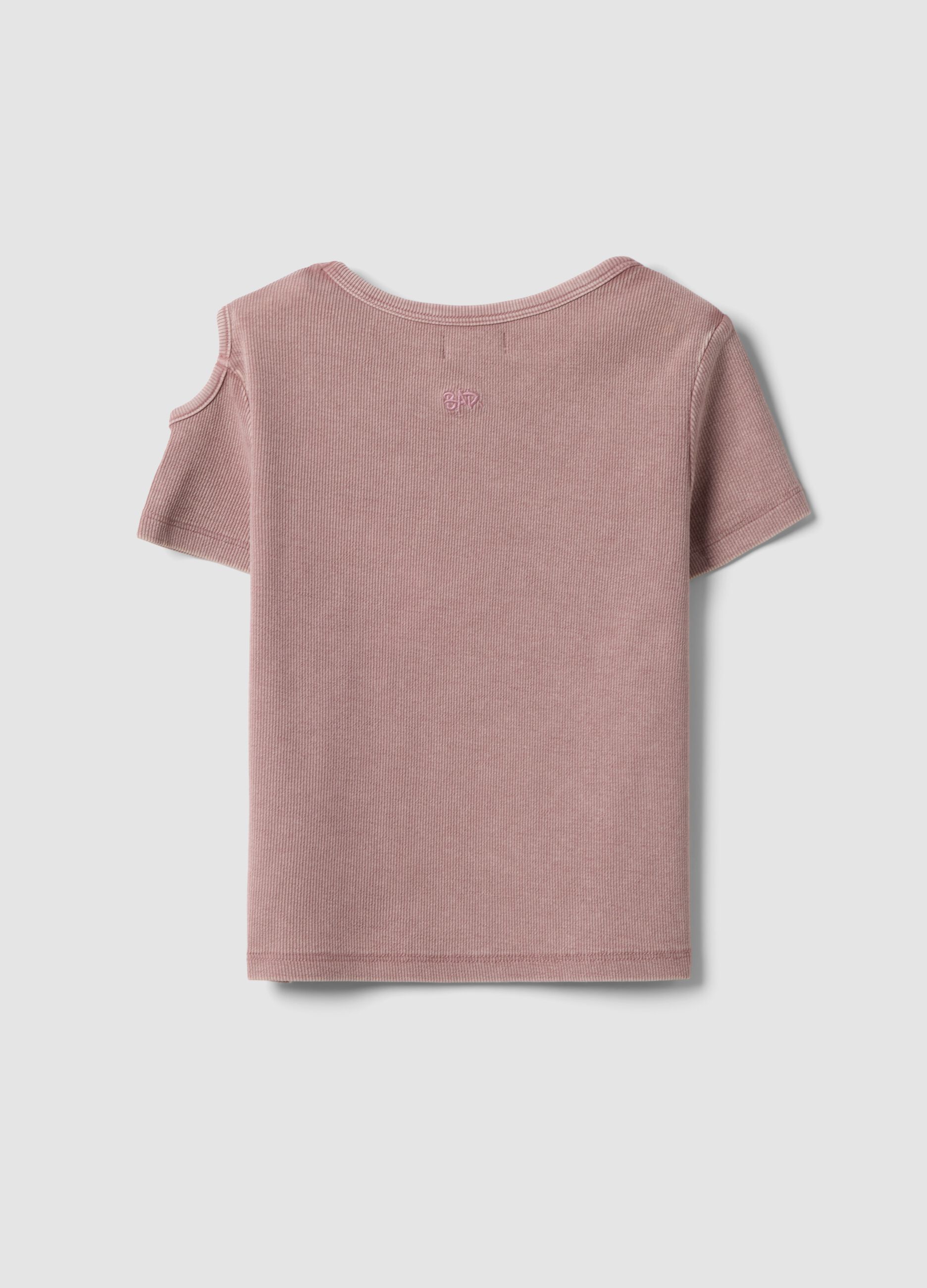 Short-sleeved pink stretch cotton t-shirt