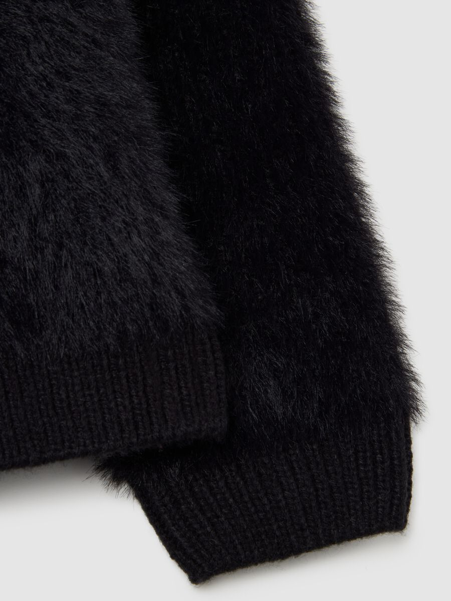 Girls' black regular fit cardigan with buttons_3