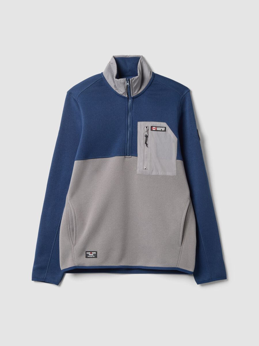 Heavyweight blue and light grey half-zip jacket_0