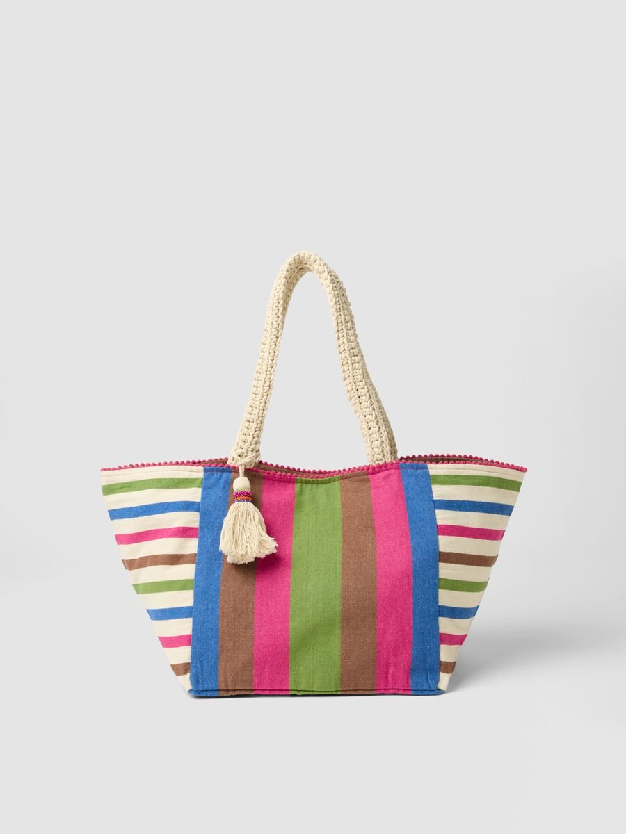 Multicolour beach bag in a cotton and viscose blend_0