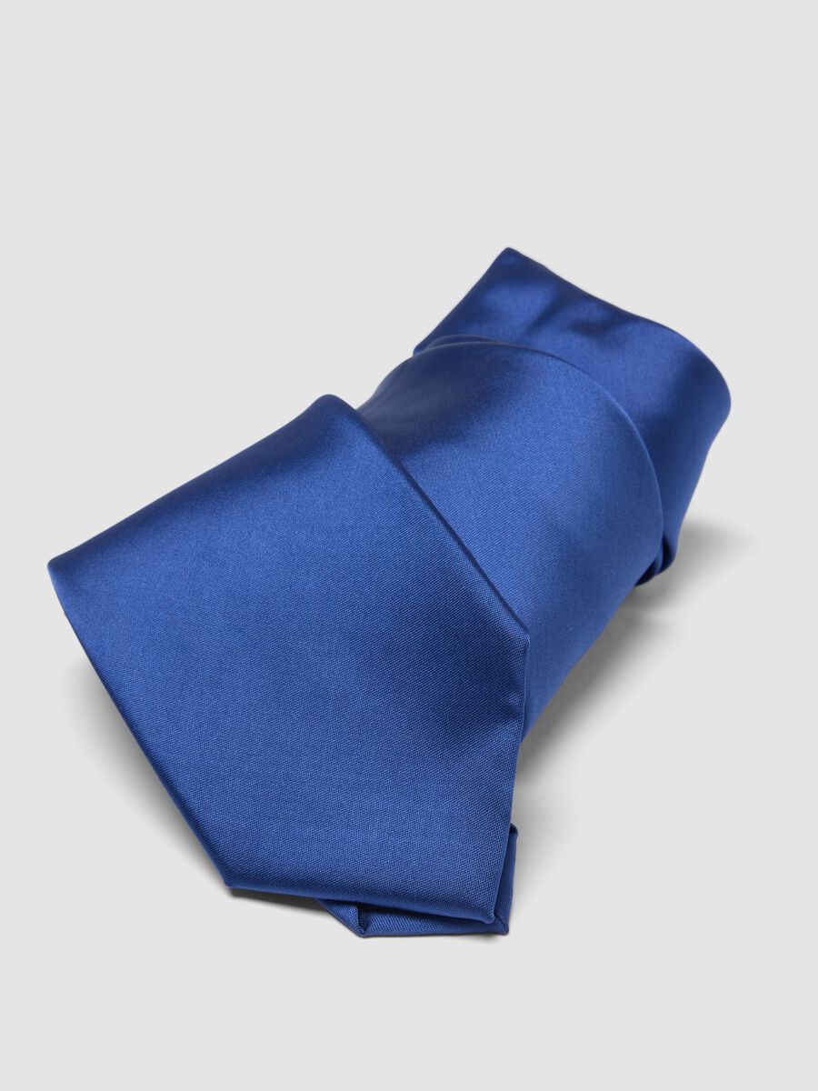 Cravatta blu pala 7,5 cm in tessuto lucido_2