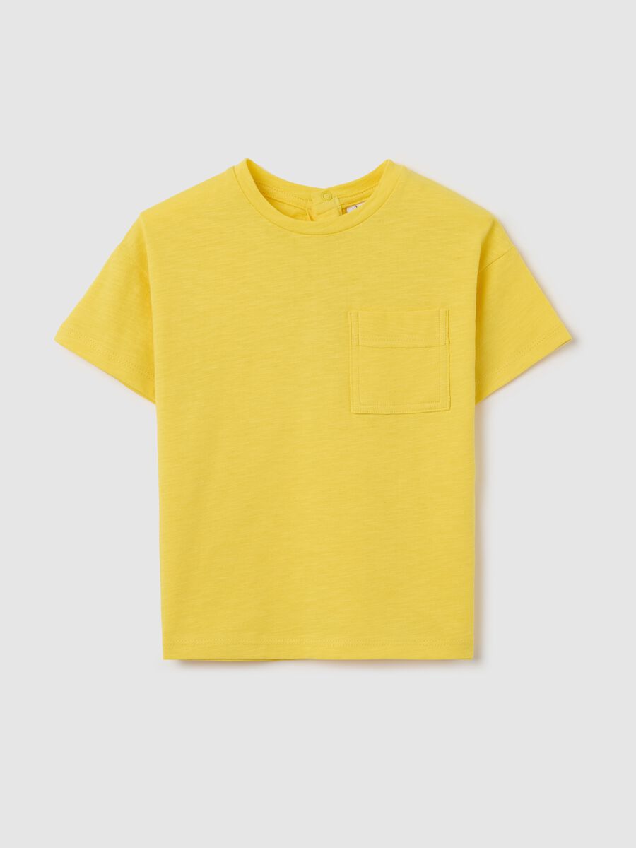 Yellow T-shirt in organic cotton with pocket_0