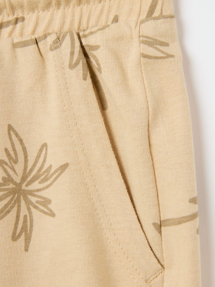 Children's beige pure cotton regular fit shorts_3