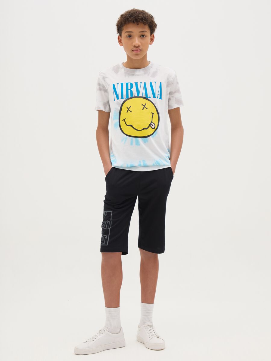 Regular fit black cotton boys' shorts_0