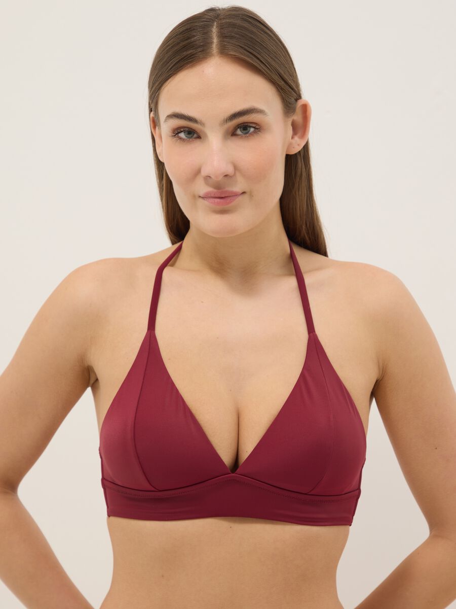 Top bikini elasticizzato rosso con imbottitura removibile_0