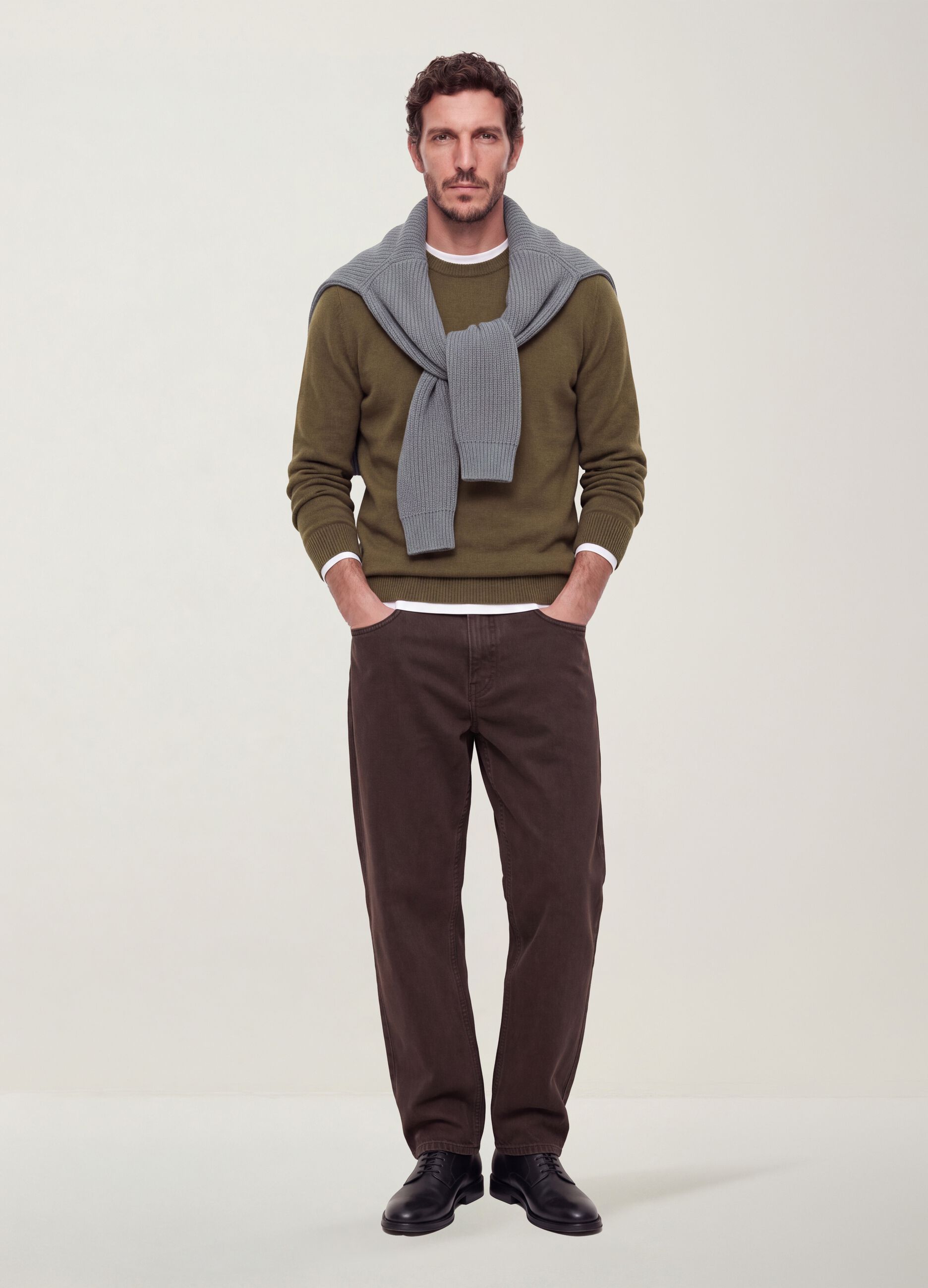 Maglia verde girocollo in jersey knit regular fit