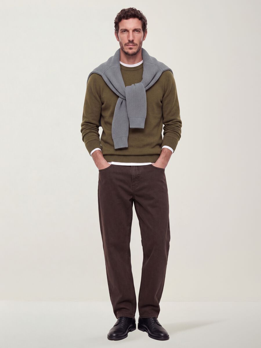 Maglia verde girocollo in jersey knit regular fit_1