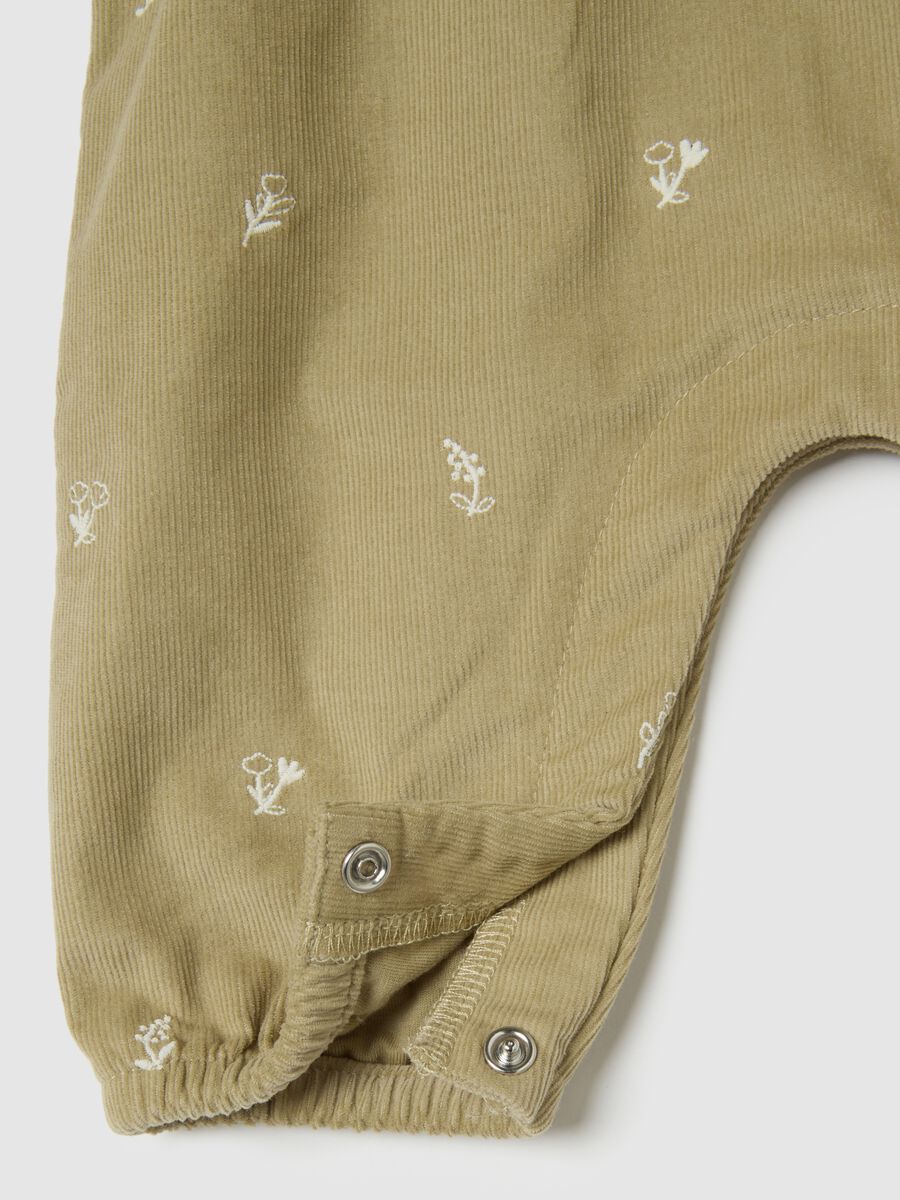 Salopette beige da neonata in puro cotone regular fit con volant_2