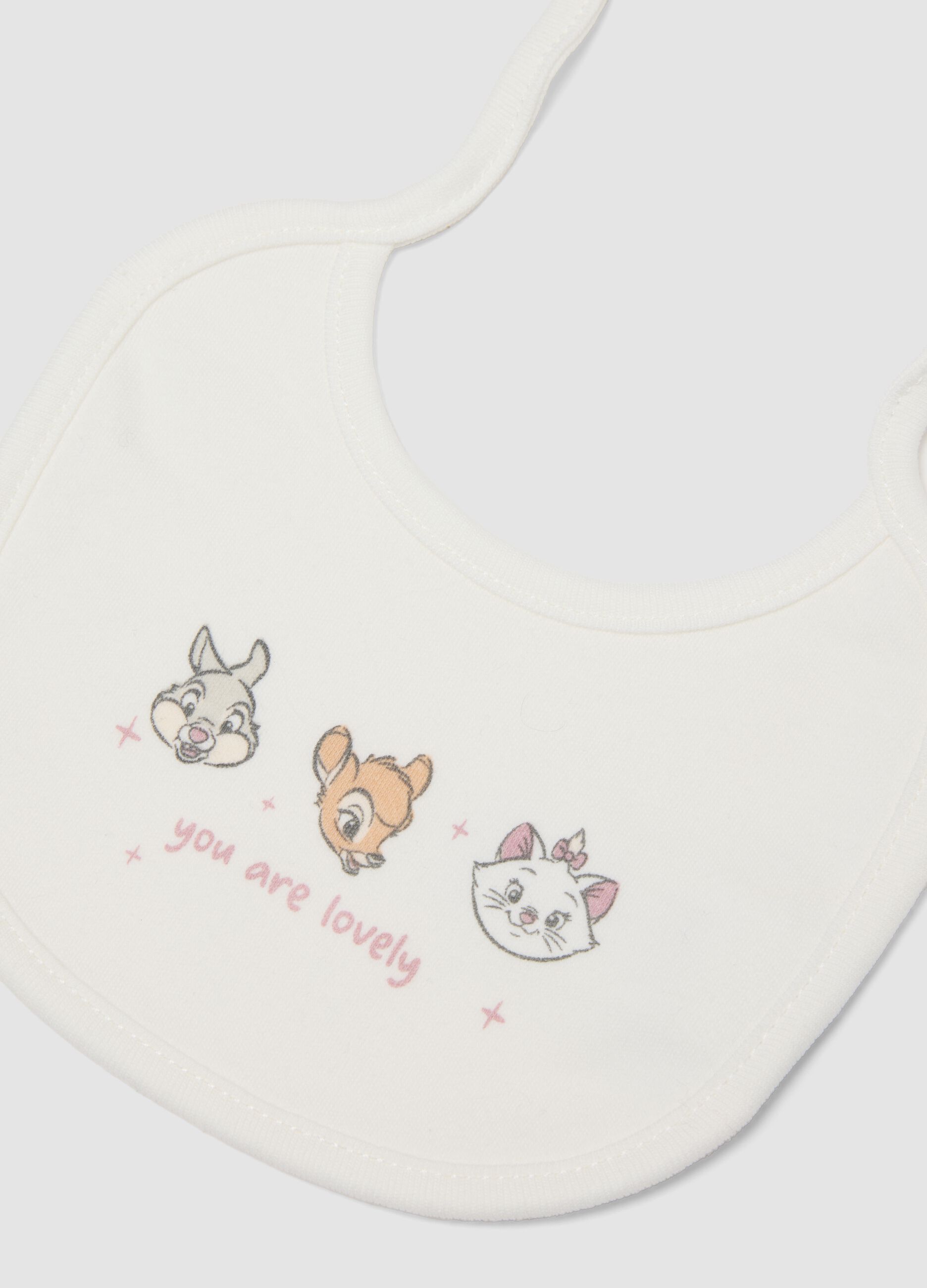 Bipack bavaglini rosa e bianco in puro cotone organico con stampa Disney