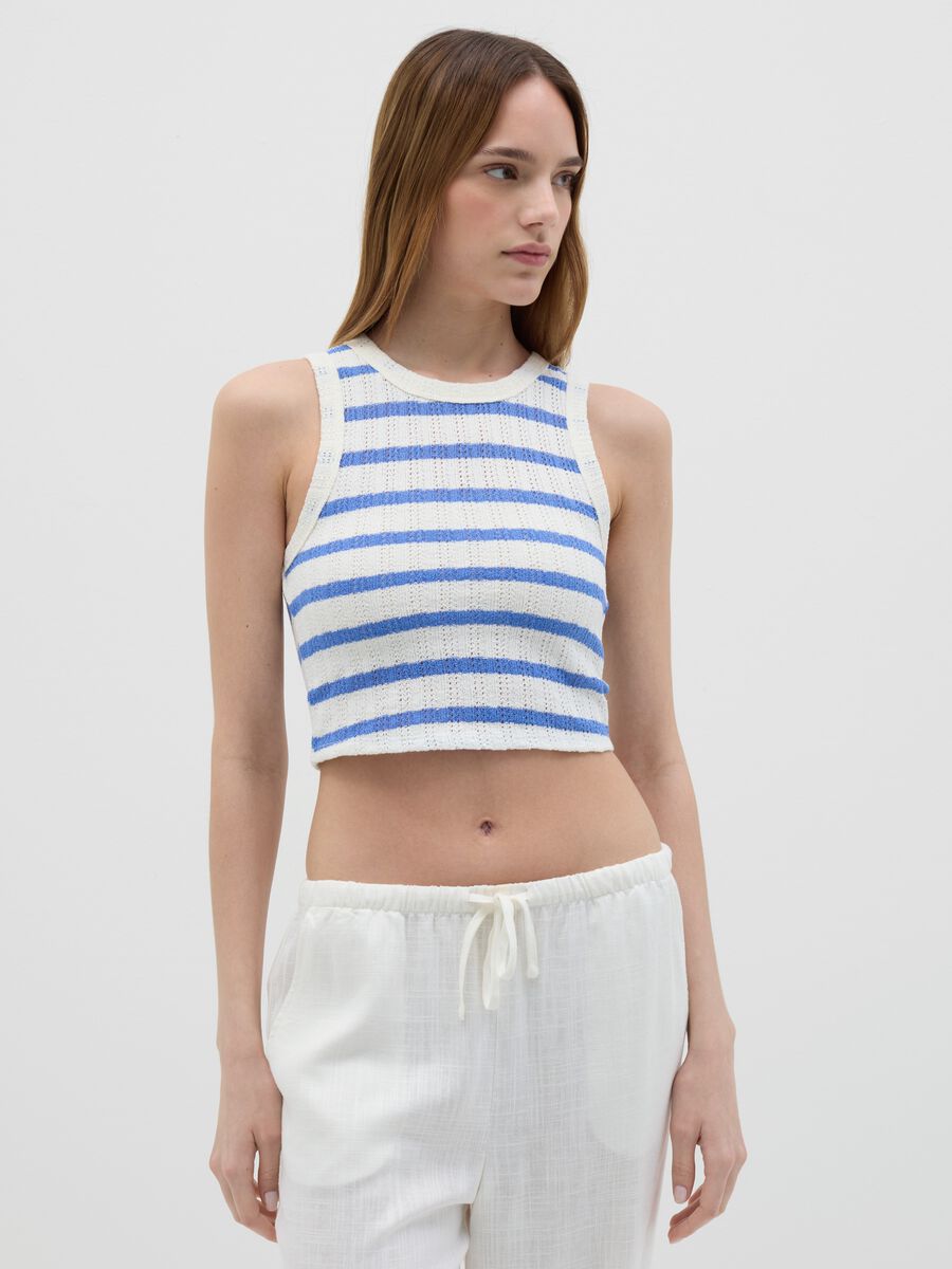 Striped crochet tank top_0