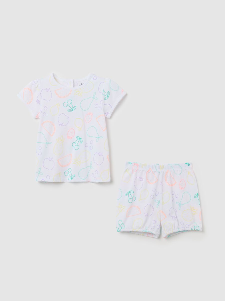 Short children's pyjamas in pure cotton with colourful fruit_0