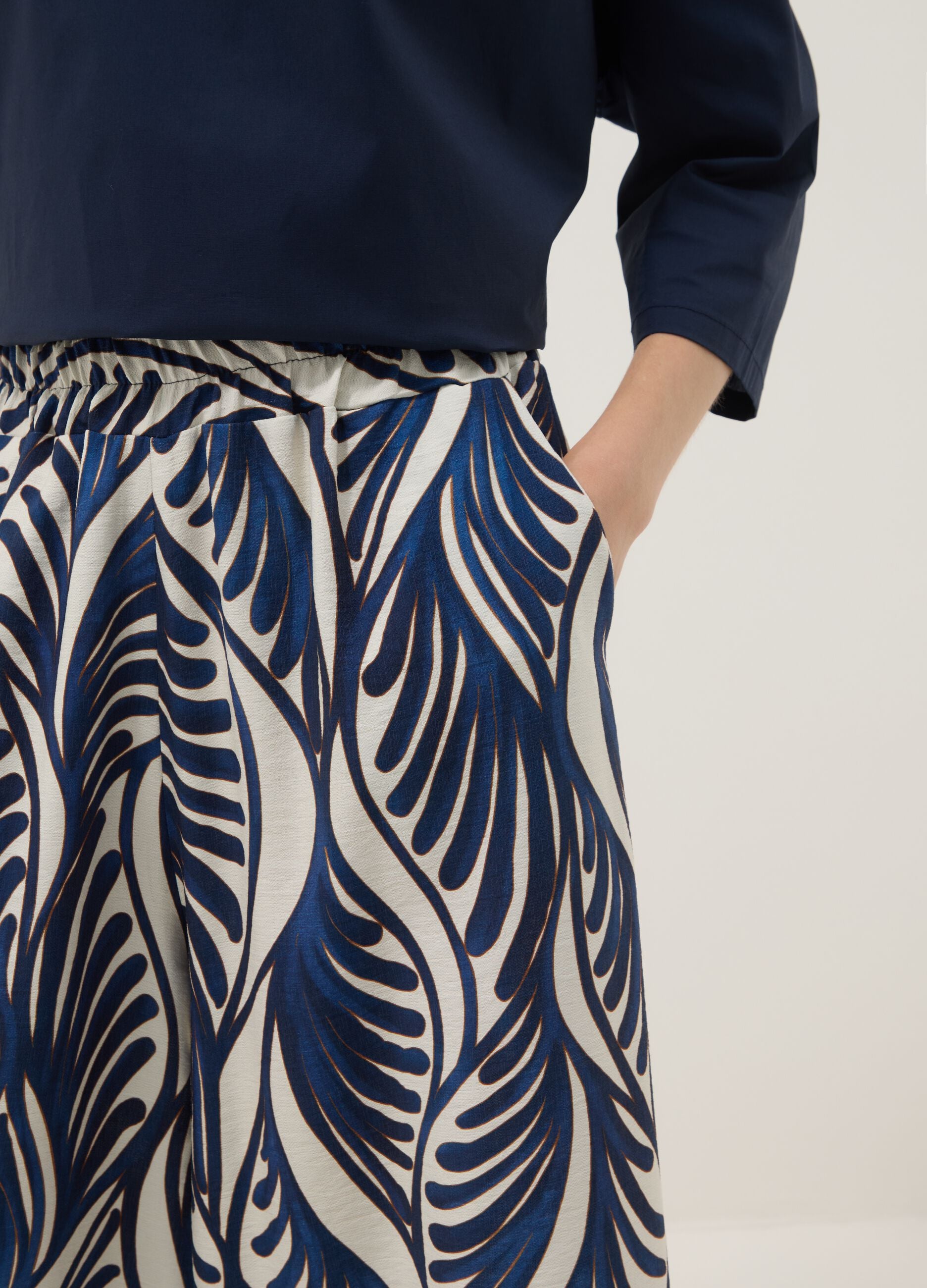 Pantaloni palazzo blu in misto viscosa