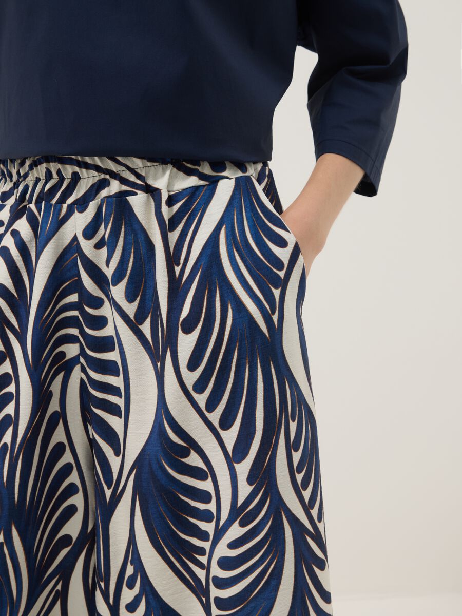 Pantaloni palazzo blu in misto viscosa_3