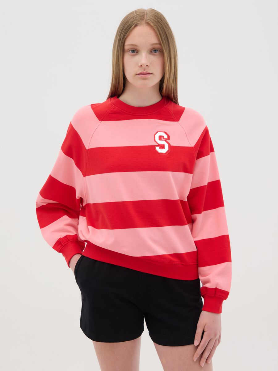 Striped French Terry sweatshirt with embroidered "S"_0