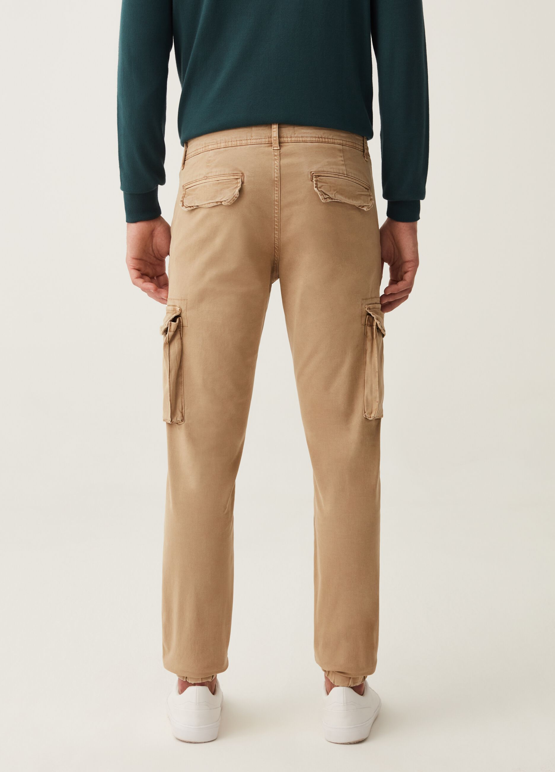 Pantalone cargo cuff hem in cotone stretch_2